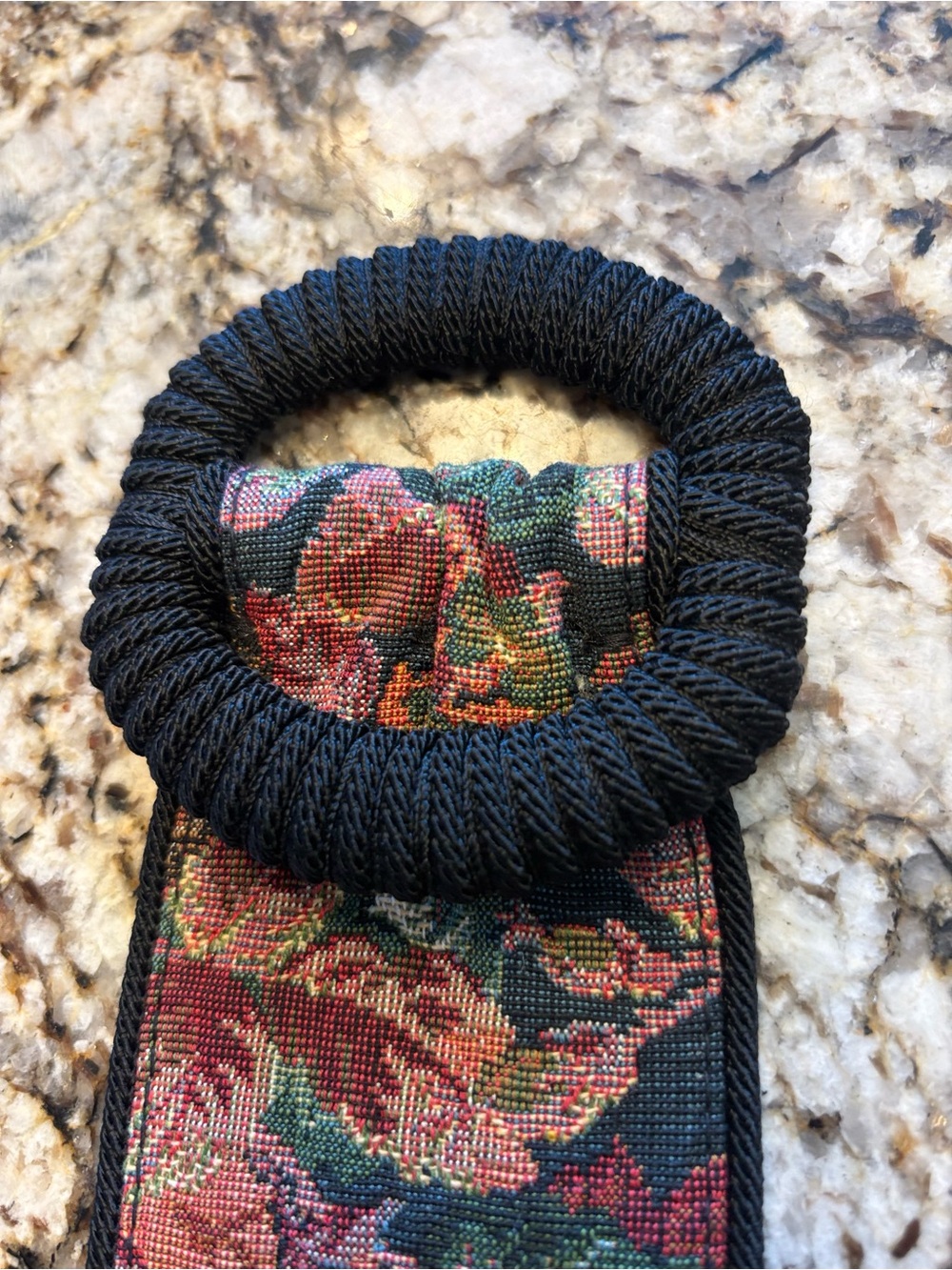 Black Rope and Floral Fabric Belt